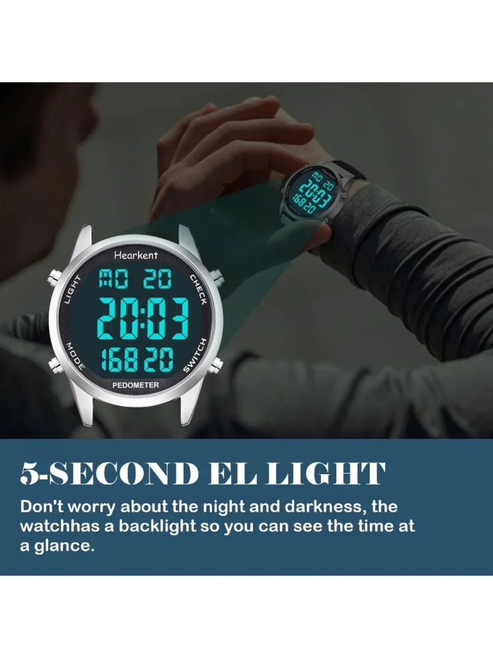 Men's Black Waterproof Fitness Step Mileage & Calorie Backlight Wrist Watches